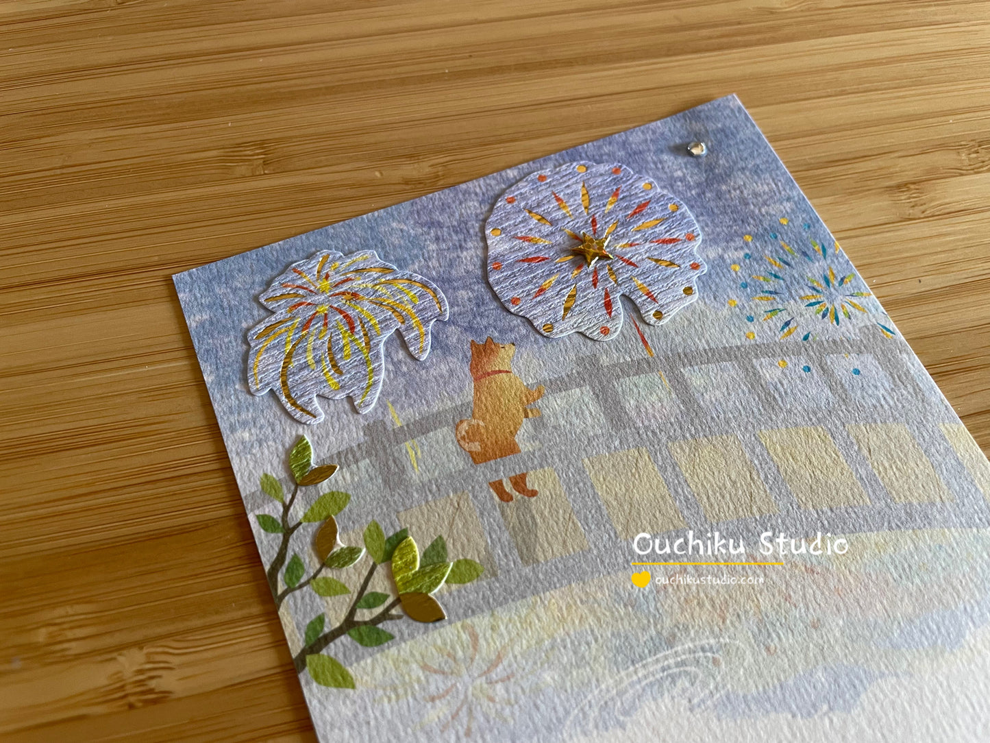 Fireworks and Dog - Itomaki Postcard