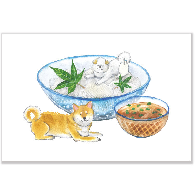 Shiba Inu and Cold Noodle - Natsuka Murata Postcard