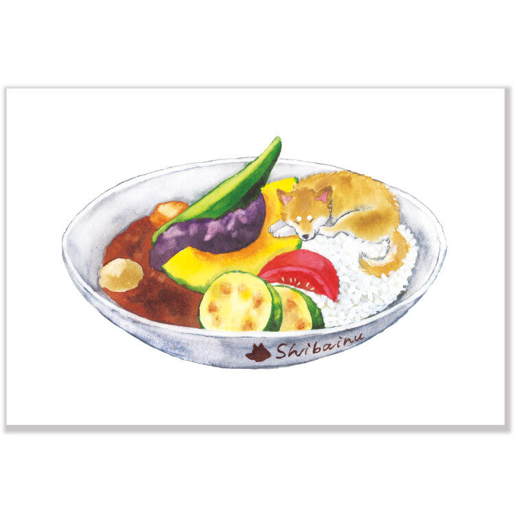Shiba Inu and Summer Vegetable Curry - Natsuka Murata Postcard