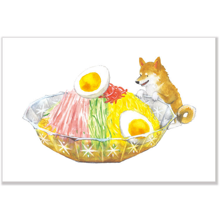 Shiba Inu and Chilled Chinese Noodles - Natsuka Murata Postcard