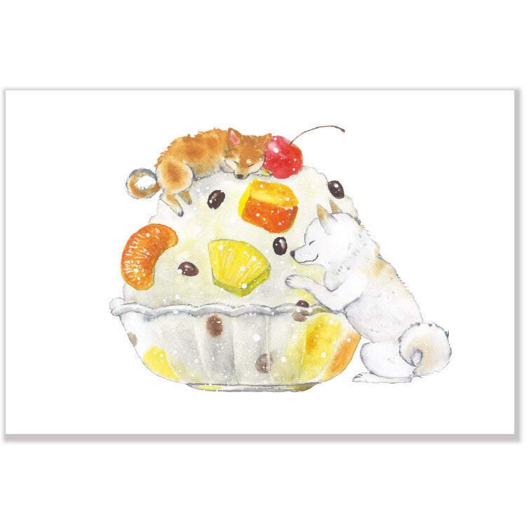 Shiba Inu and Shaved Ice - Natsuka Murata Postcard