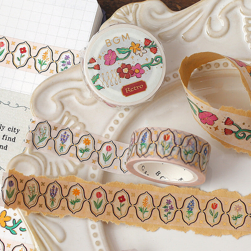 Flowers - Retro Light - BGM Washi tape