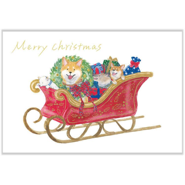 Shiba Inu and Sleigh- Natsuka Murata Postcard