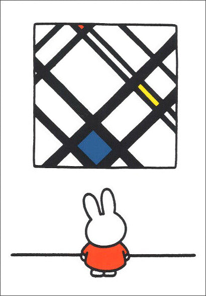 Miffy Enjoying Art - Painting by Mondrian - Miffy Postcard