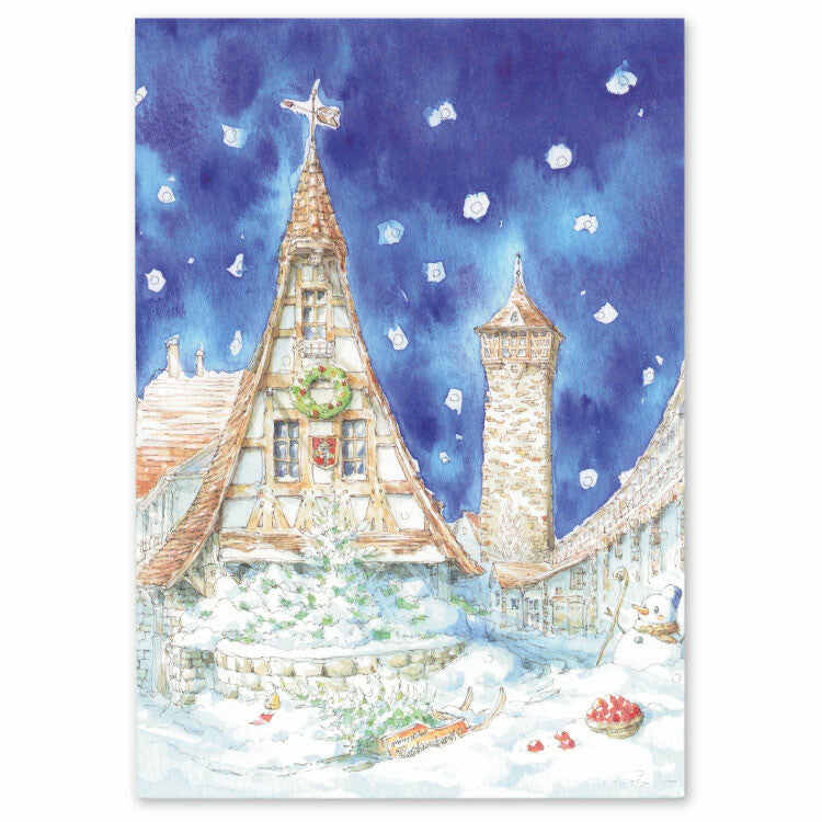 X'mas in Rothenburg - Merry Christmas- Shinya Uchida Postcard