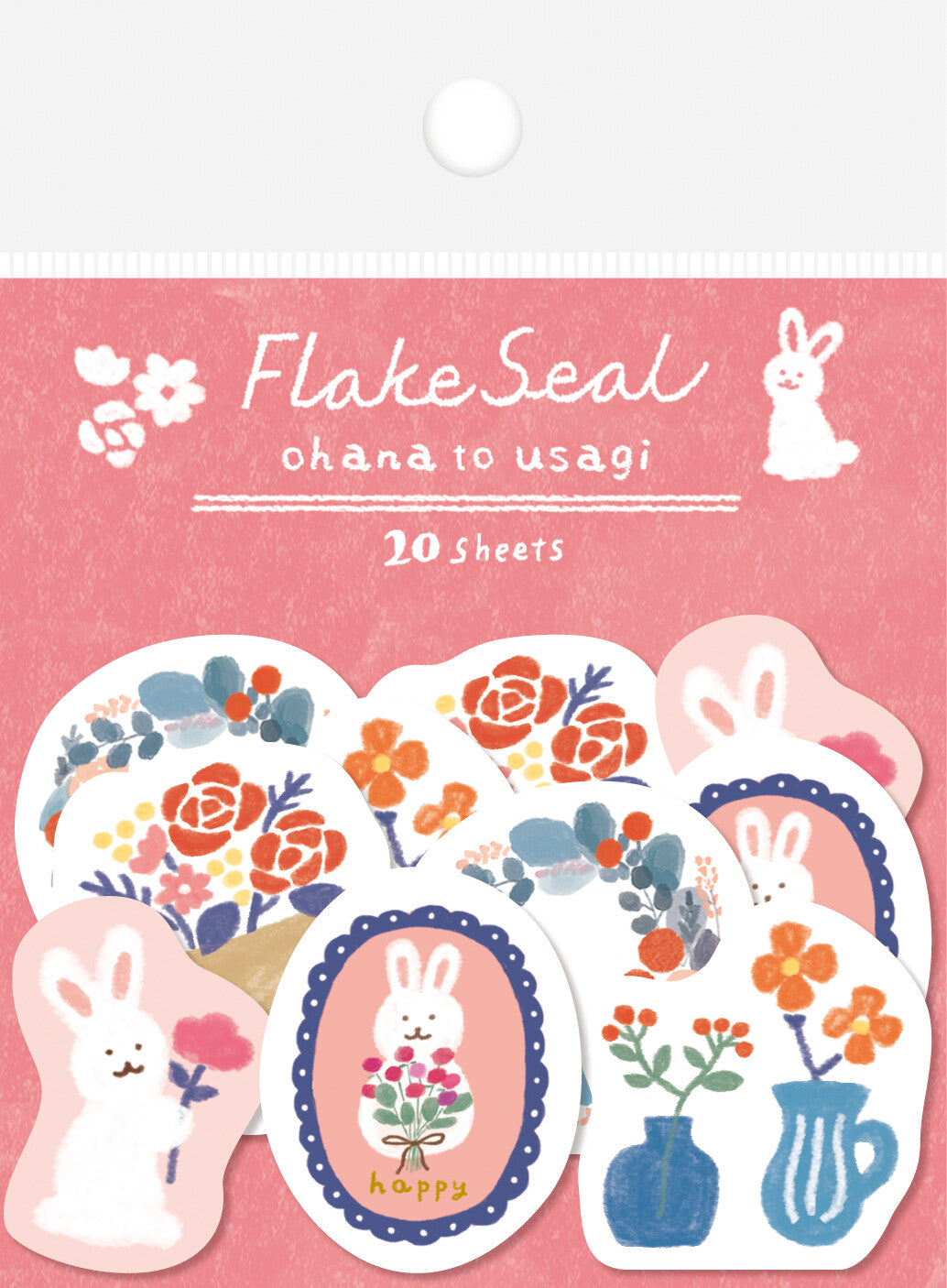 Flower and Rabbit - Furukawashiko Washi Flake Stickers