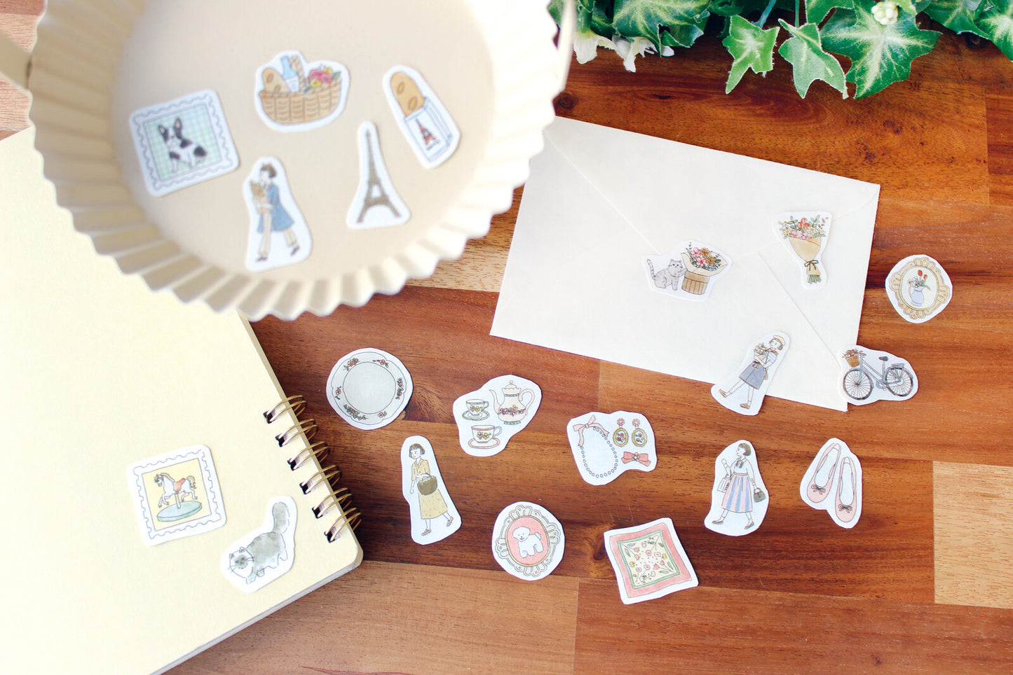 Antique, Paris Street Walk - Furukawashiko Washi Flake Stickers