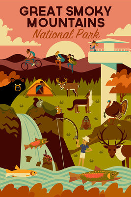 Great Smoky Mountains National Park, Tennessee - Geometric National Park Series - Lantern Press Postcard