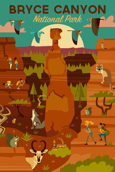 Bryce Canyon National Park, Utah - Geometric National Park Series - Lantern Press Postcard
