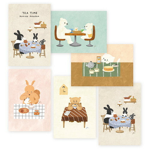TEA TIME - Mariko Fukuoka postcard pad