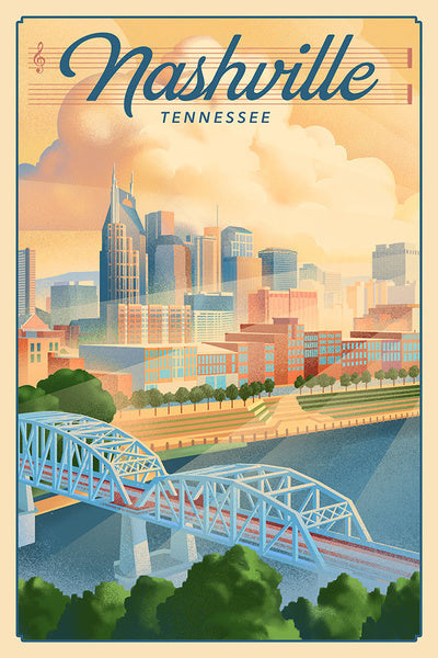 Nashville, Tennessee - Lithograph City Series - Lantern Press Postcard