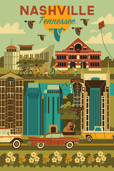 Nashville, Tennessee - Geometric City Series - Lantern Press Postcard