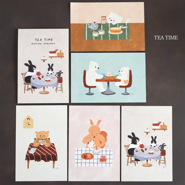 TEA TIME - Mariko Fukuoka postcard pad