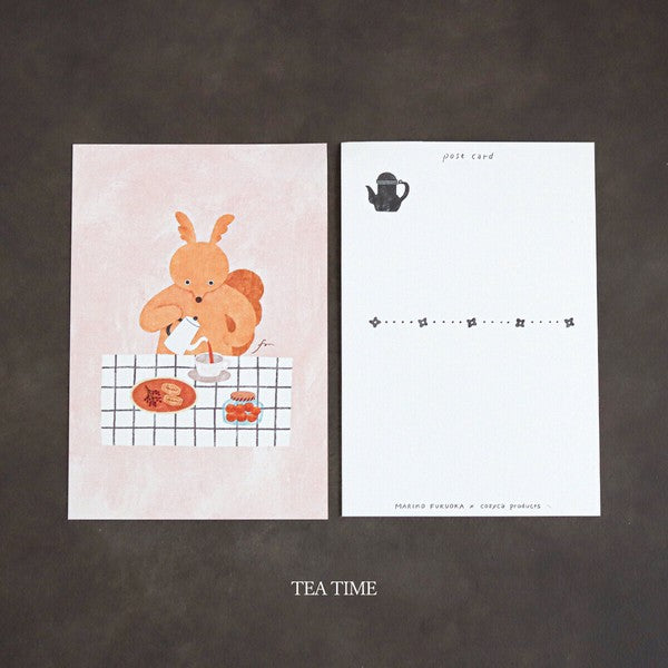 TEA TIME - Mariko Fukuoka postcard pad