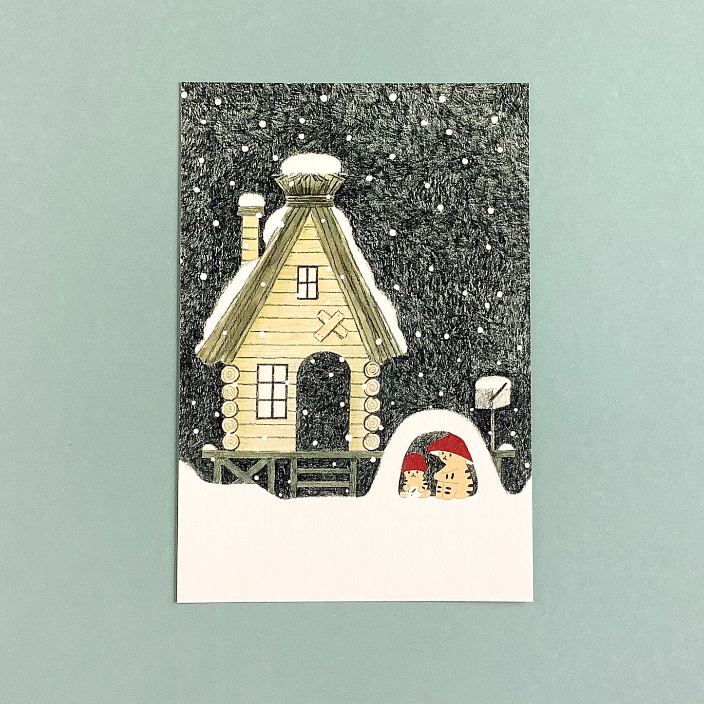 Winter - mushroom cat - 4Legs postcards