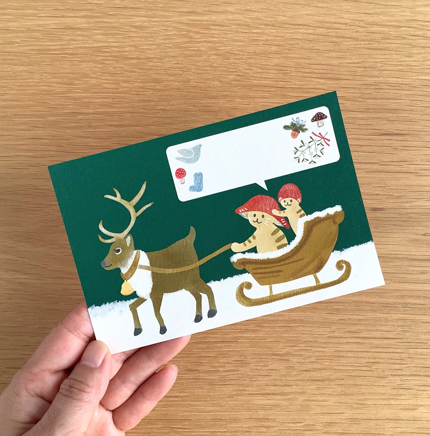 Christmas - mushroom cat - 4Legs postcards