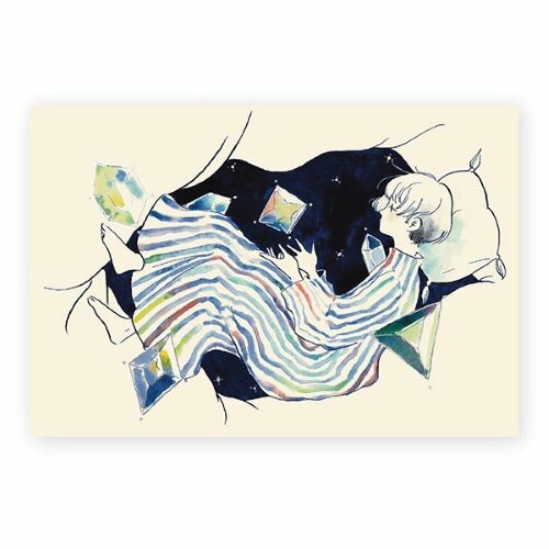 Sleepless Night - Cozya Products - foil-stamped postcard
