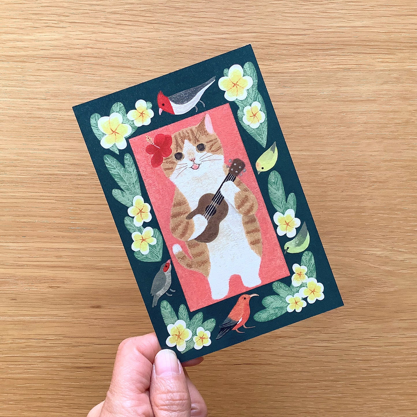 brown and white Hawaii - Cat in a picture book series- 4Legs postcards