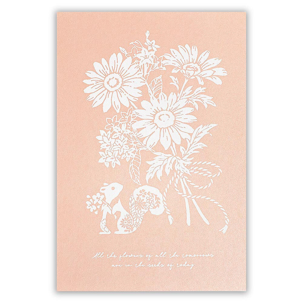 Bouquet of flowers and squirrels - pearlescent postcard - NB.co