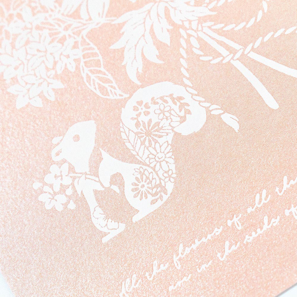 Bouquet of flowers and squirrels - pearlescent postcard - NB.co