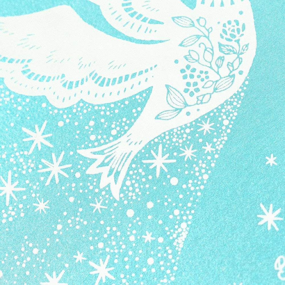 White Pigeons and Stars - pearlescent postcard - NB.co