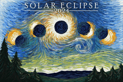 Solar Eclipse 2024 - Starry Night - Lantern Press Postcard
