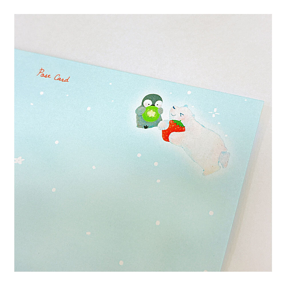 Polar bear and penguin fruit pool - Asano Yoshida Postcard