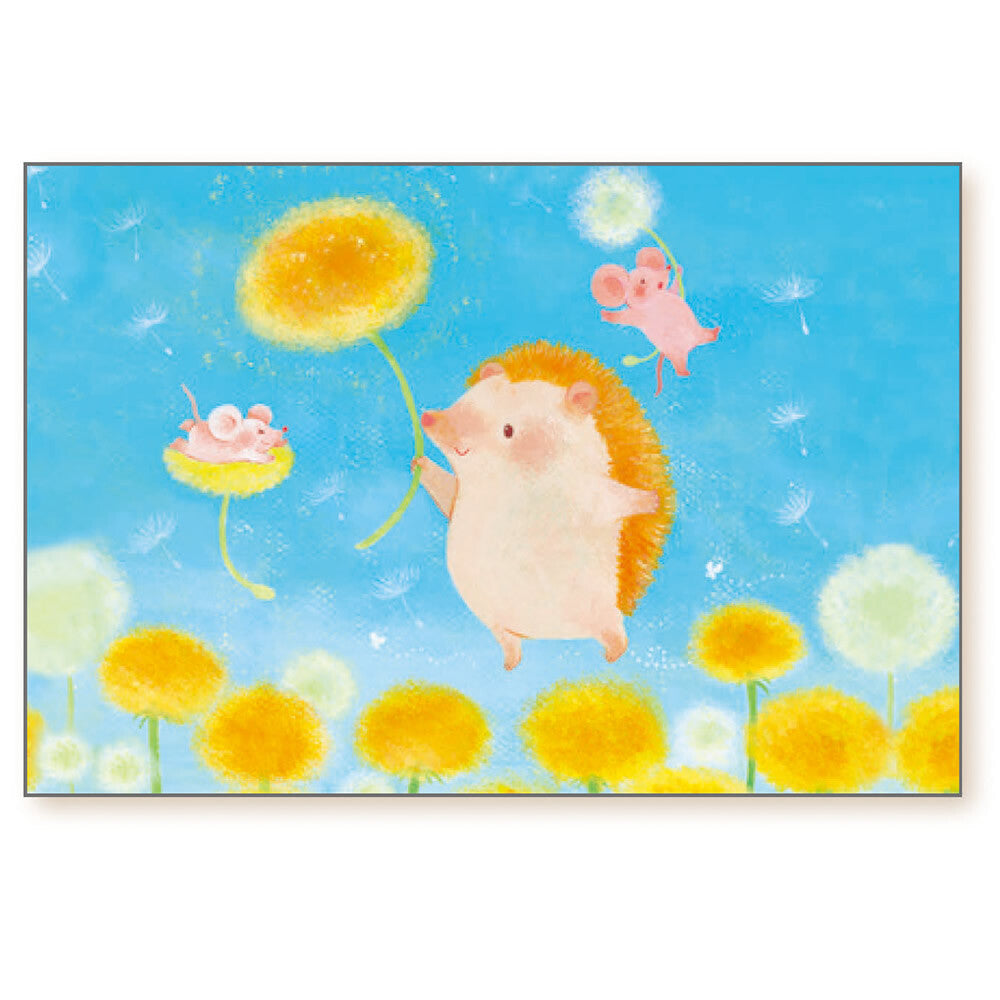 Dandelion and hedgehog's departure - Asano Yoshida Postcard