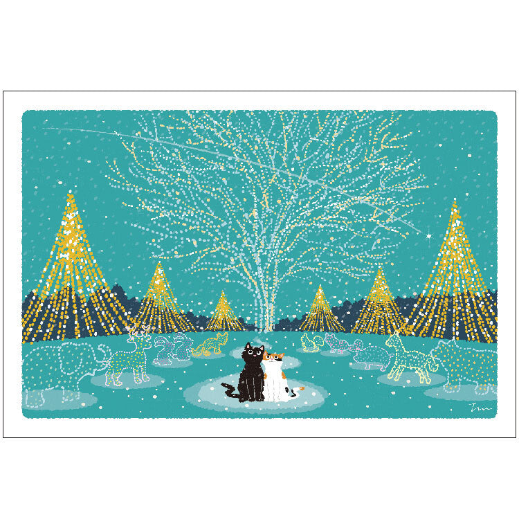Illumination of the Forest - Tabineko Traveling Cat postcards - Winter