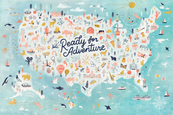 State of Exploration - Ready For Adventure - Collage - Lantern Press Postcard