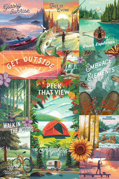 Get Outside Series Collage - Lantern Press Postcard