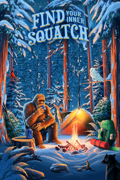 Find Your Inner Squatch - Camping Bigfoot - Lantern Press Postcard
