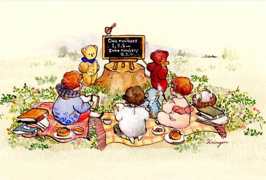 Three Kids Learning - Krimgen postcard