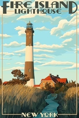 Captree Island, New York - Fire Island Lighthouses - Lantern Press Postcard