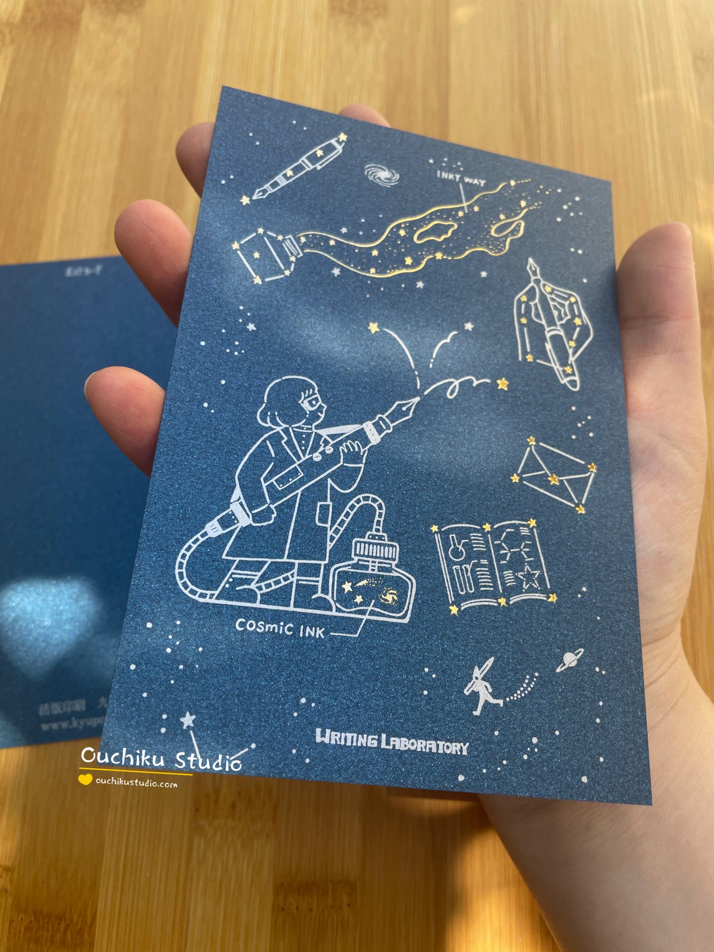 コズミックインク【ナイトブルー】- Kyupodo Letterpress postcard