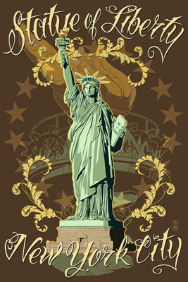 Statue of Liberty National Monument - New York City, NY - Lantern Press Postcard