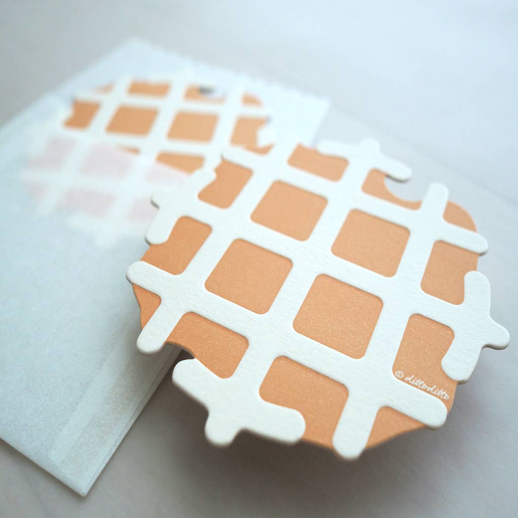 Letterpress Food Notecard - Waffles - Ditto Ditto