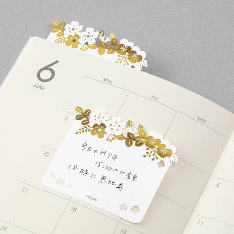 Die-cut Sticky Note - Foil Stamping Flowers- Midori