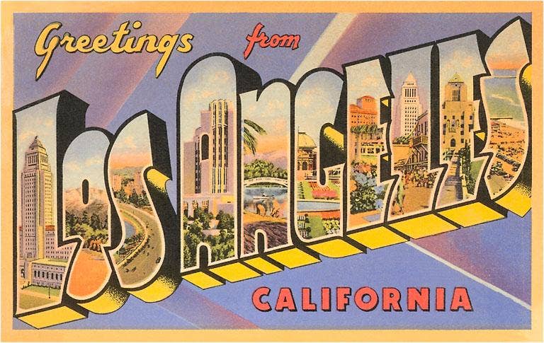 Greetings from Los Angeles, California - Vintage Image, Found Image Postcard