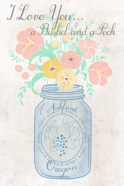 Ashland, Oregon - I Love You a Bushel - Lantern Press Postcard