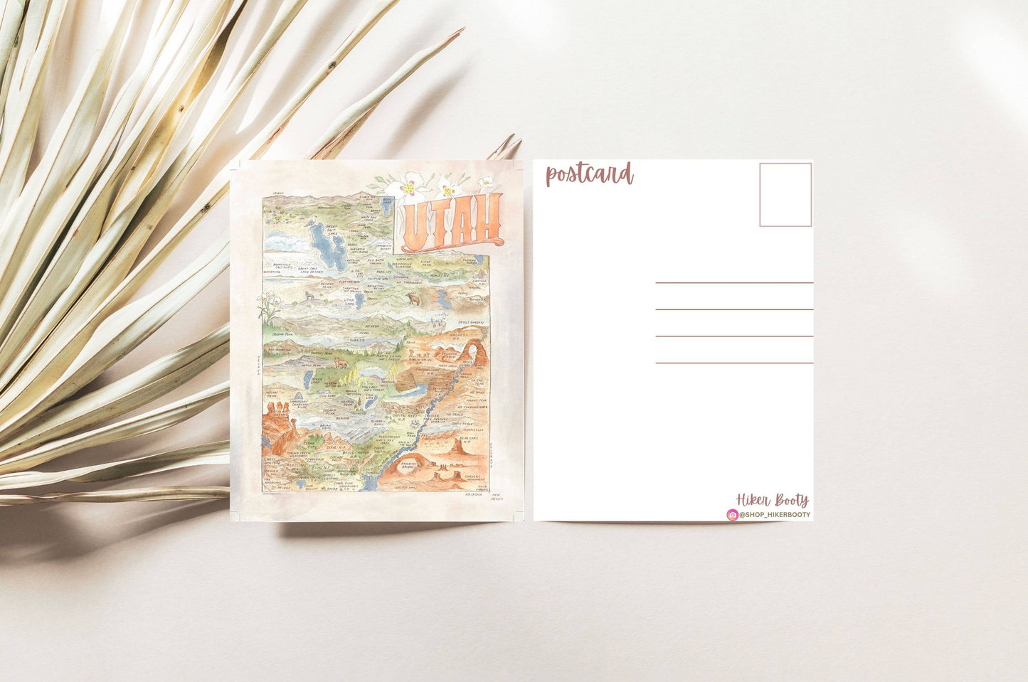 Utah State Map Postcard - Hiker Booty Postcard