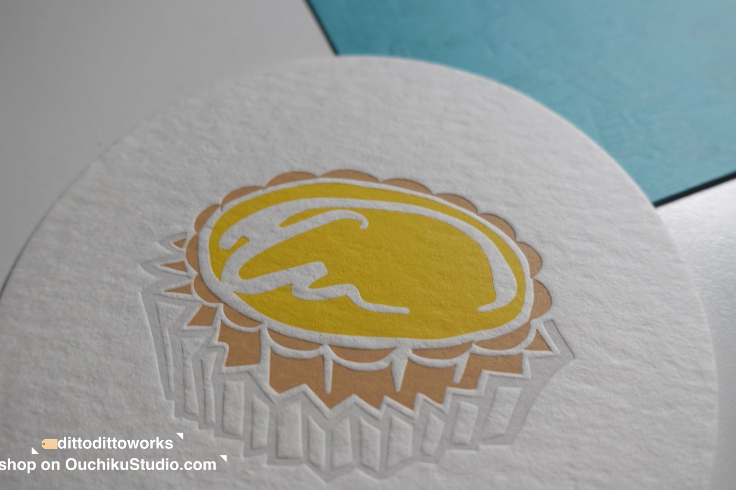 Letterpress Food Notecard - egg tart notecard - Ditto Ditto