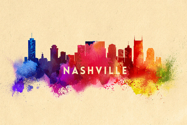 Nashville, Tennessee - Skyline Abstract - Lantern Press Postcard