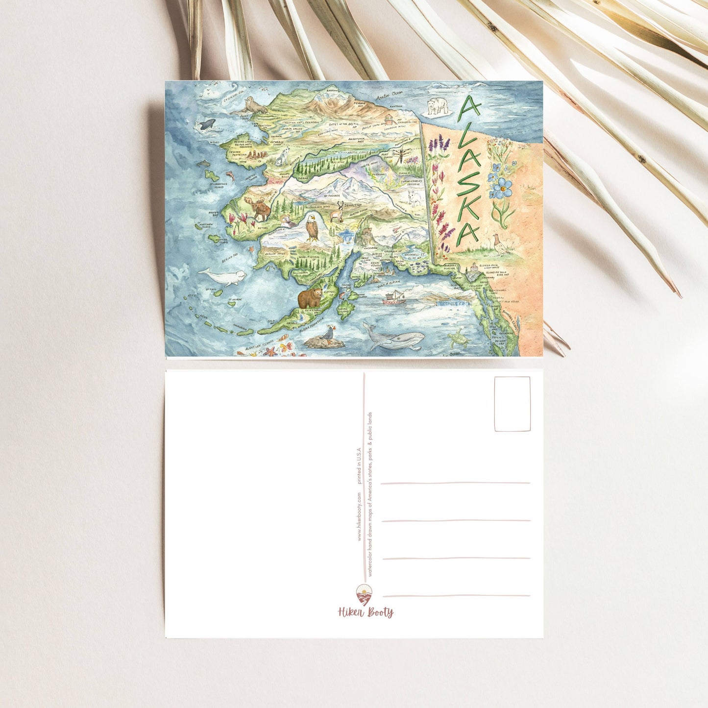 Alaska State Map - Hiker Booty Postcar