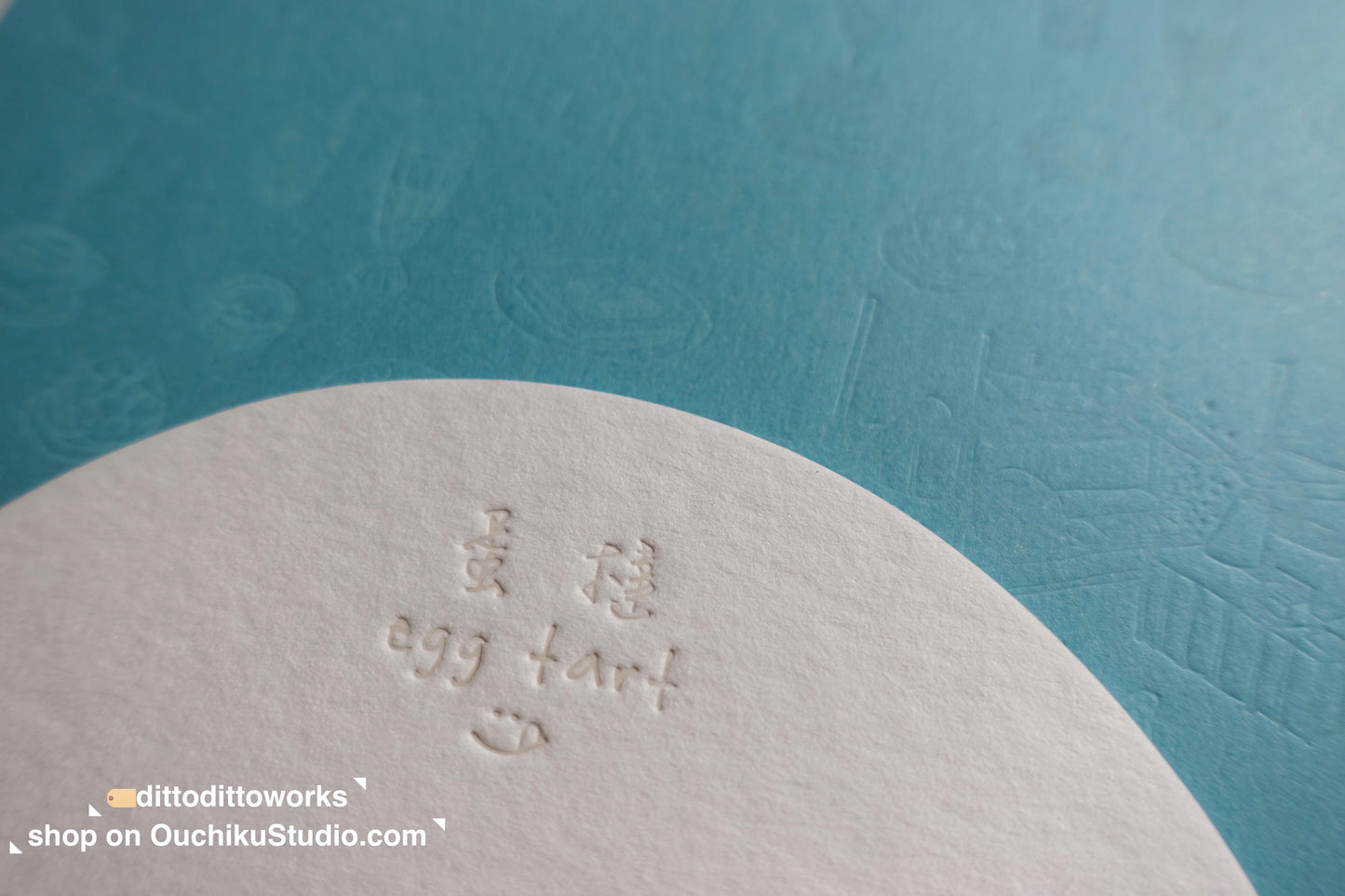 Letterpress Food Notecard - egg tart notecard - Ditto Ditto