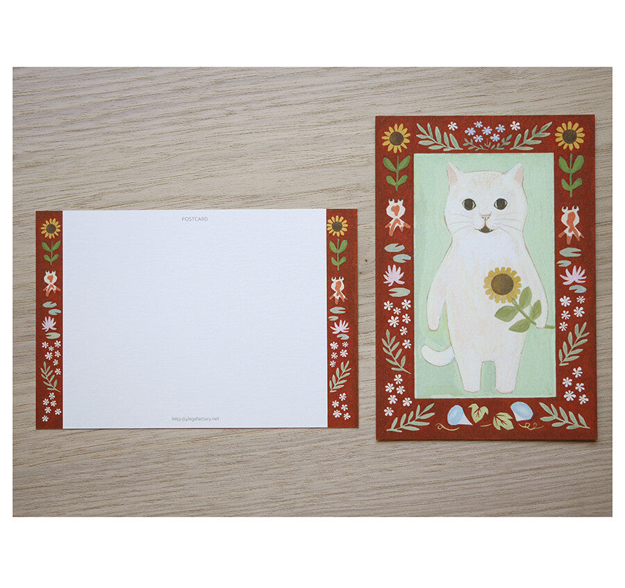 White cat - Cat in a picture book series- 4Legs postcards