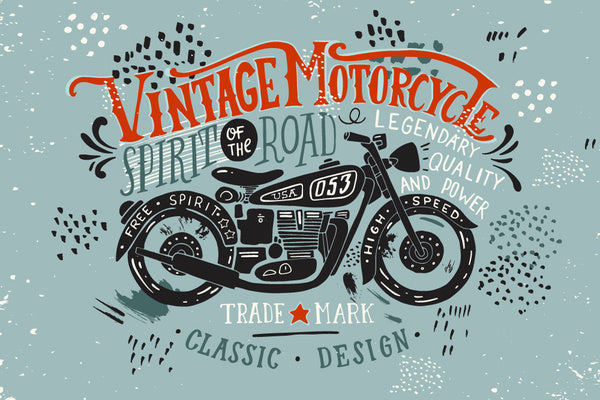 Vintage Motorcycle - Spirit of the Road - Lantern Press Postcard