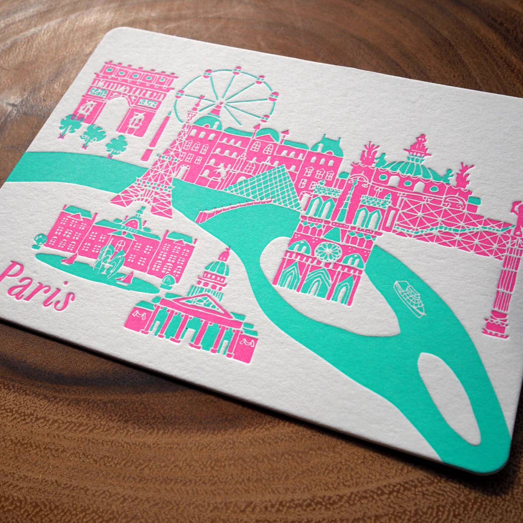 Paris - Letterpress Travel Postcard - Ditto Ditto