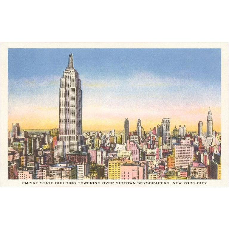Empire State Building and Skyline, New York City - Found Image postcard