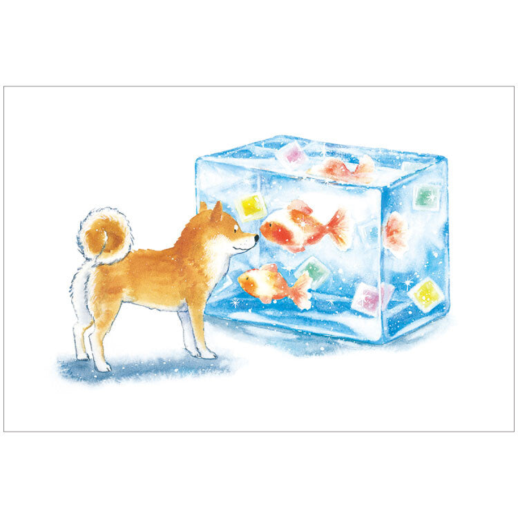 Shiba Inu and Goldfish Sweets- Natsuka Murata Postcard